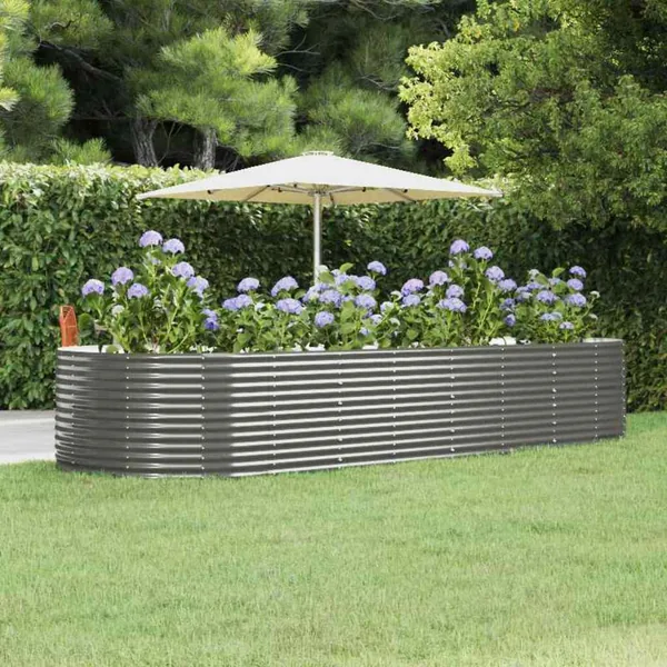 Lit surélevé de jardin Gris 367x140x68cm Acier galvanisé