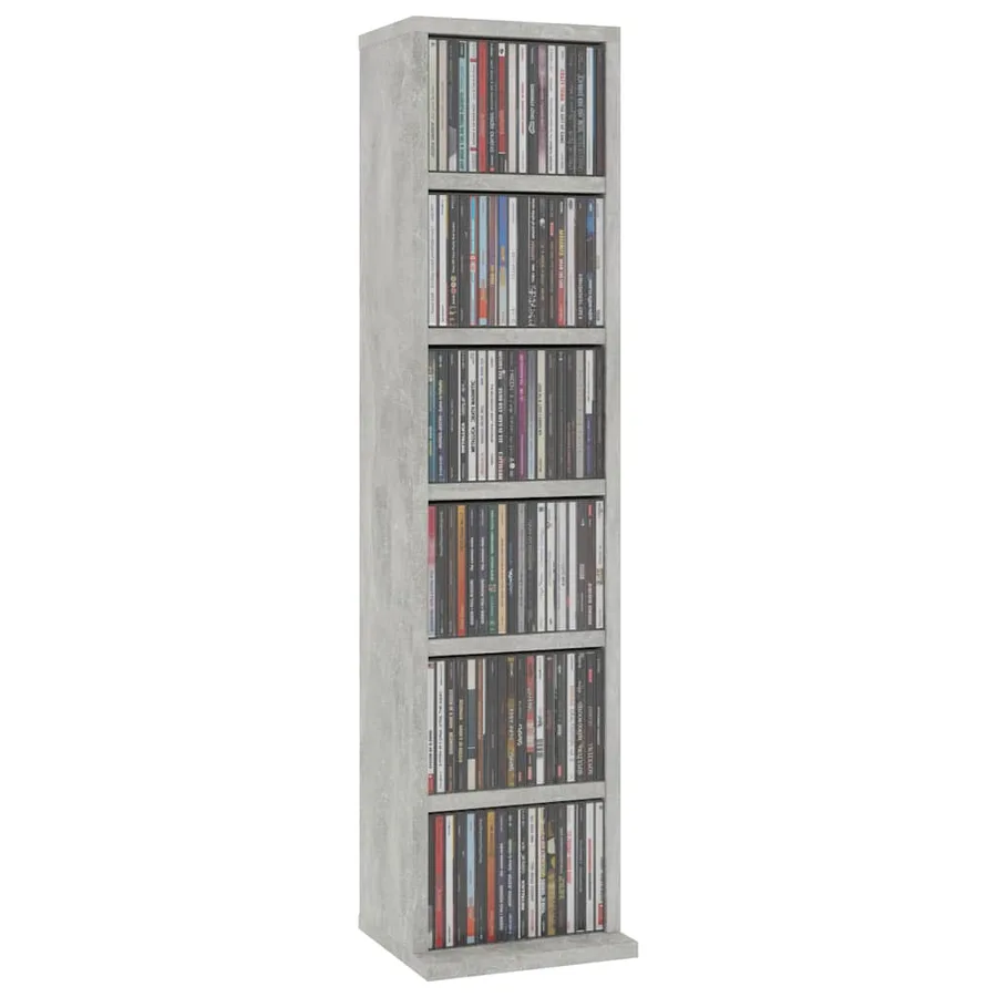 Armoire à CD Gris béton 21x20x88 cm Bois d'ingénierie - 3