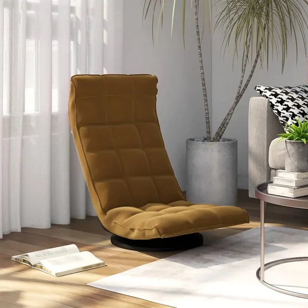 Chaise de sol pivotante Marron Velours