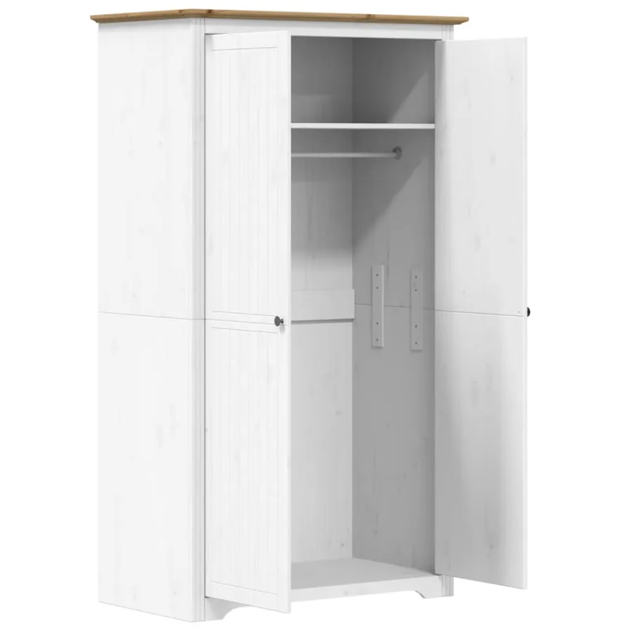Garde-robe BODO blanc marron 99x53,5x173 cm bois massif de pin - 4