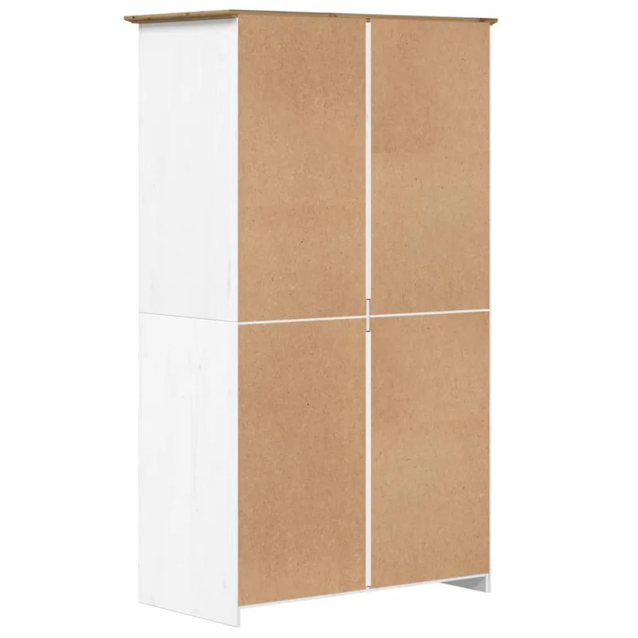 Garde-robe BODO blanc marron 99x53,5x173 cm bois massif de pin - 6