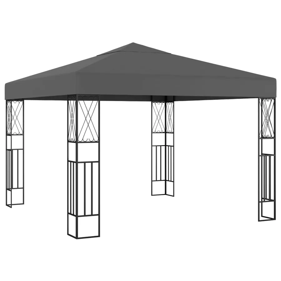 Tonnelle avec guirlande lumineuse à LED 3x3 m Anthracite Tissu - 3