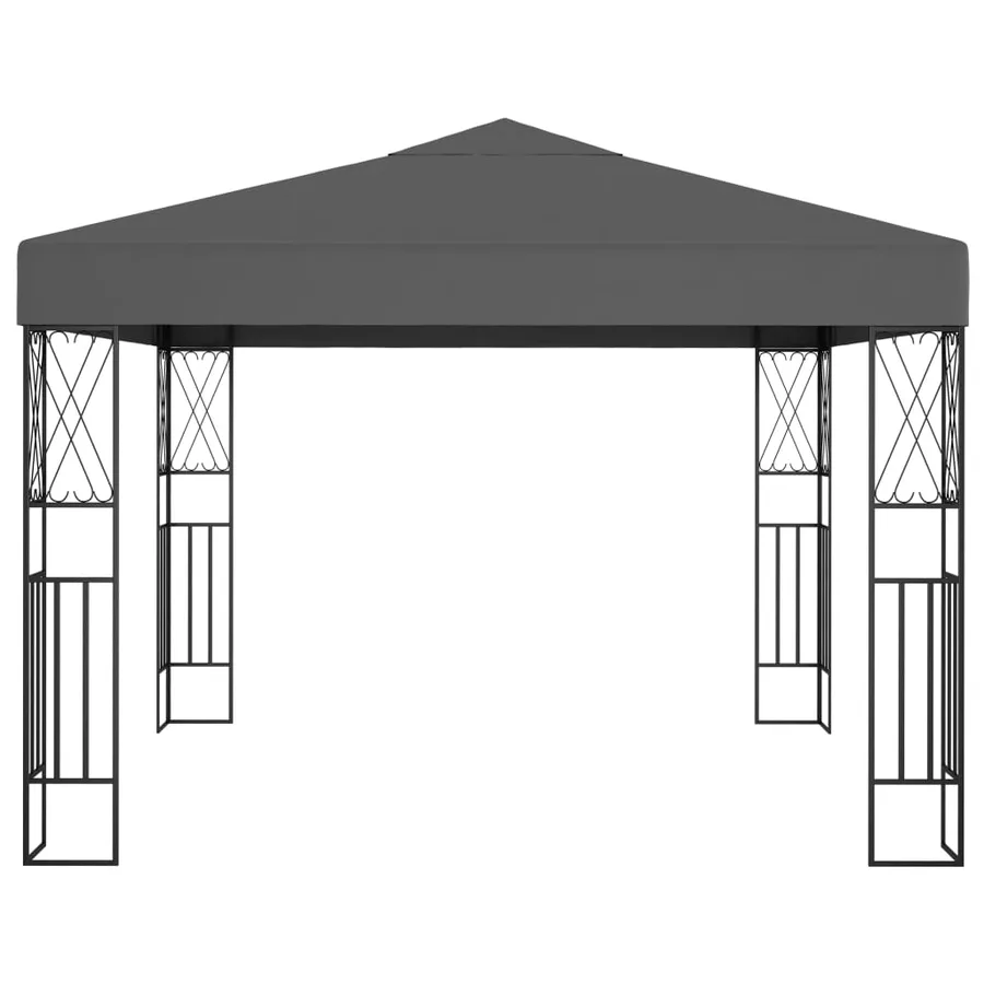 Tonnelle avec guirlande lumineuse à LED 3x3 m Anthracite Tissu - 4