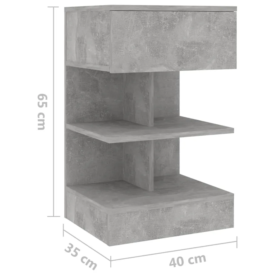Tables de chevet 2 pcs Gris béton 40x35x65 cm - 9