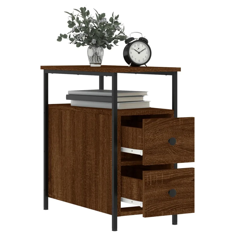 Tables de chevet 2pcs chêne marron 30x60x60cm bois d'ingénierie - 4