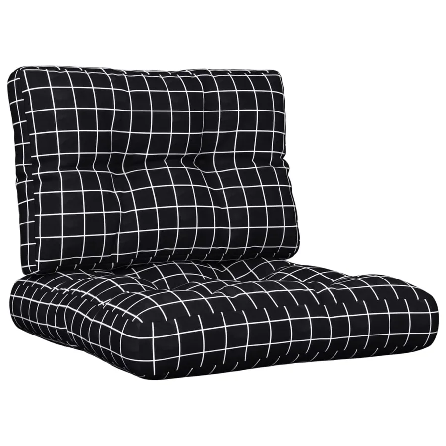 Coussins de palette lot de 2 motif à carreaux noir tissu - 2