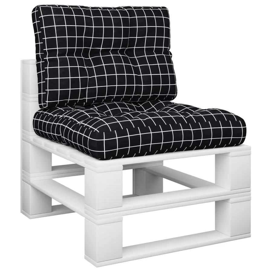 Coussins de palette lot de 2 motif à carreaux noir tissu - 3