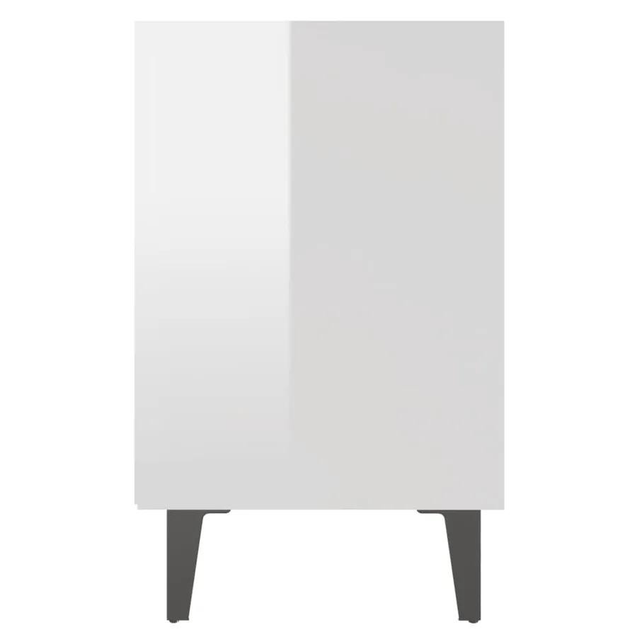 Tables de chevet pieds en métal 2 pcs blanc brillant 40x30x50cm - 6