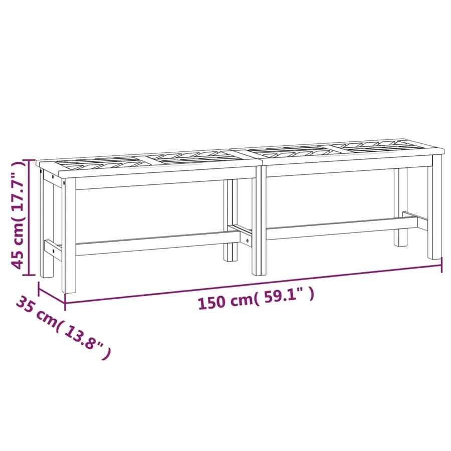 Banc de jardin 150 cm bois massif d'acacia - 7