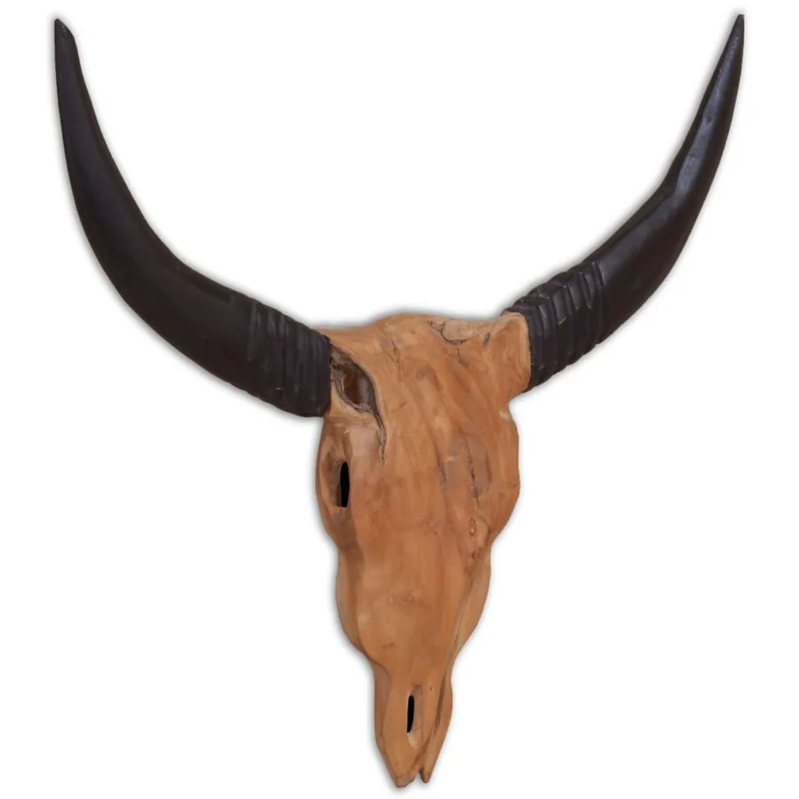 Crâne de taureau mural Teck 69x6x60 cm - 2
