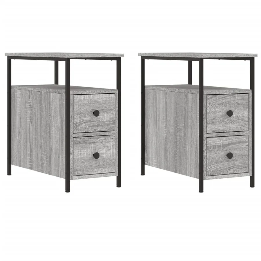 Tables de chevet 2 pcs sonoma gris 30x60x60cm bois d'ingénierie - 2