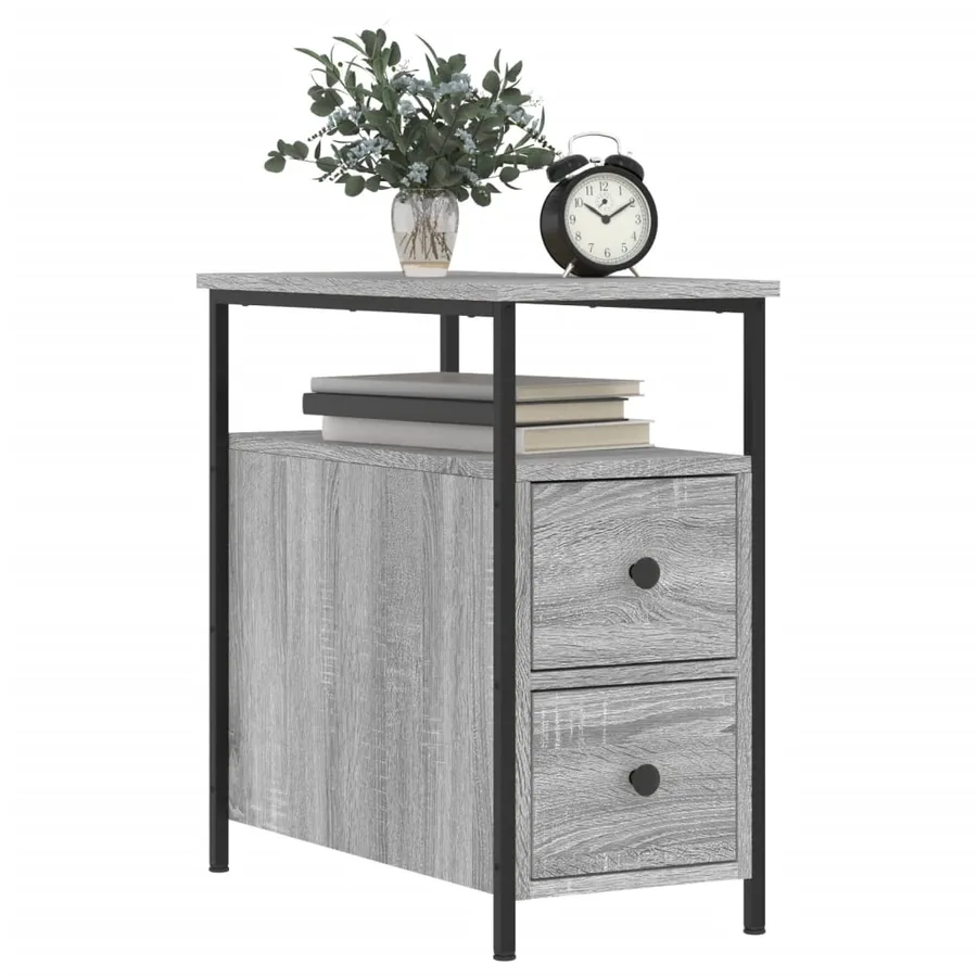 Tables de chevet 2 pcs sonoma gris 30x60x60cm bois d'ingénierie - 3