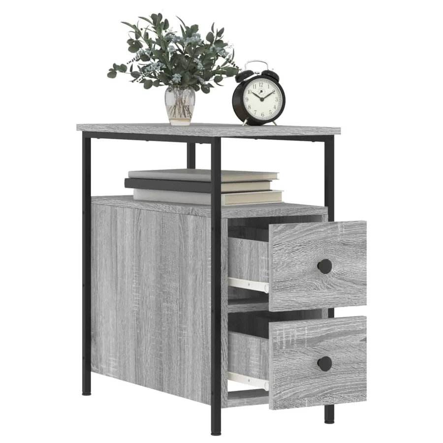 Tables de chevet 2 pcs sonoma gris 30x60x60cm bois d'ingénierie - 4