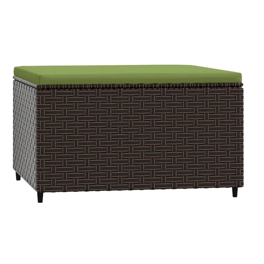 Repose-pied de jardin avec coussin marron résine tressée - 2