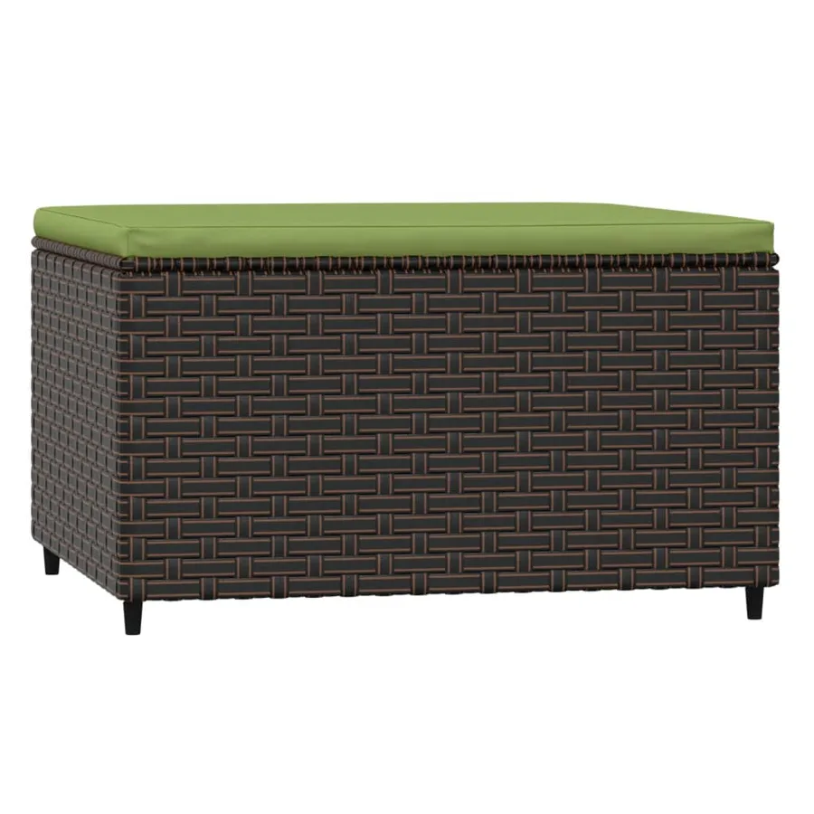 Repose-pied de jardin avec coussin marron résine tressée - 5