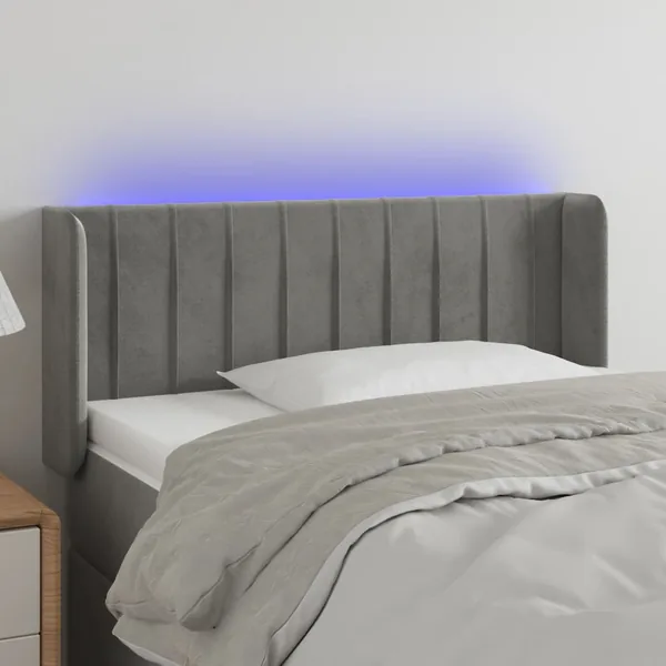 Tête de lit à LED Gris clair 103x16x78/88 cm Velours