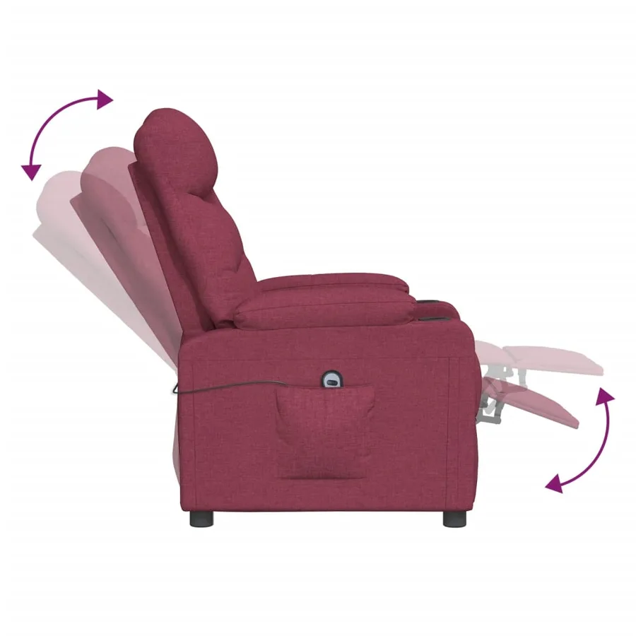 Fauteuil inclinable électrique Rouge bordeaux Tissu - 7