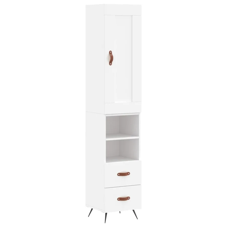 Buffet haut Blanc 34,5x34x180 cm Bois d'ingénierie - 2