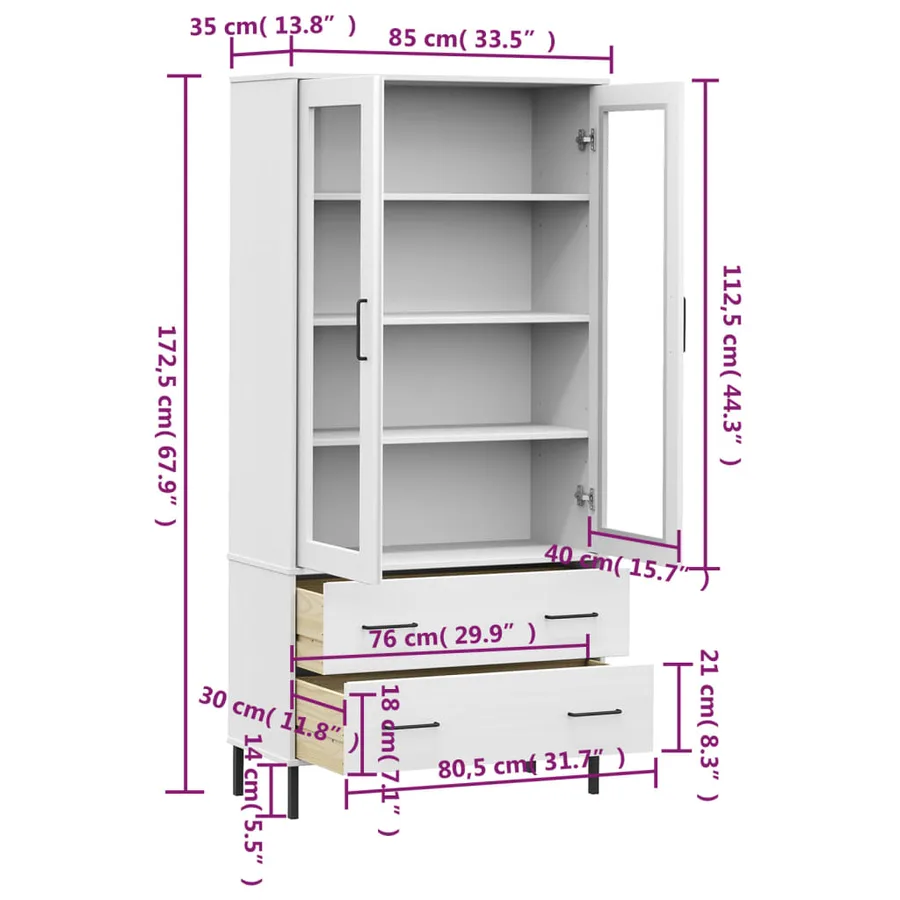 Bibliothèque avec pieds en métal Blanc 85x35x172,5 cm Bois OSLO - 8