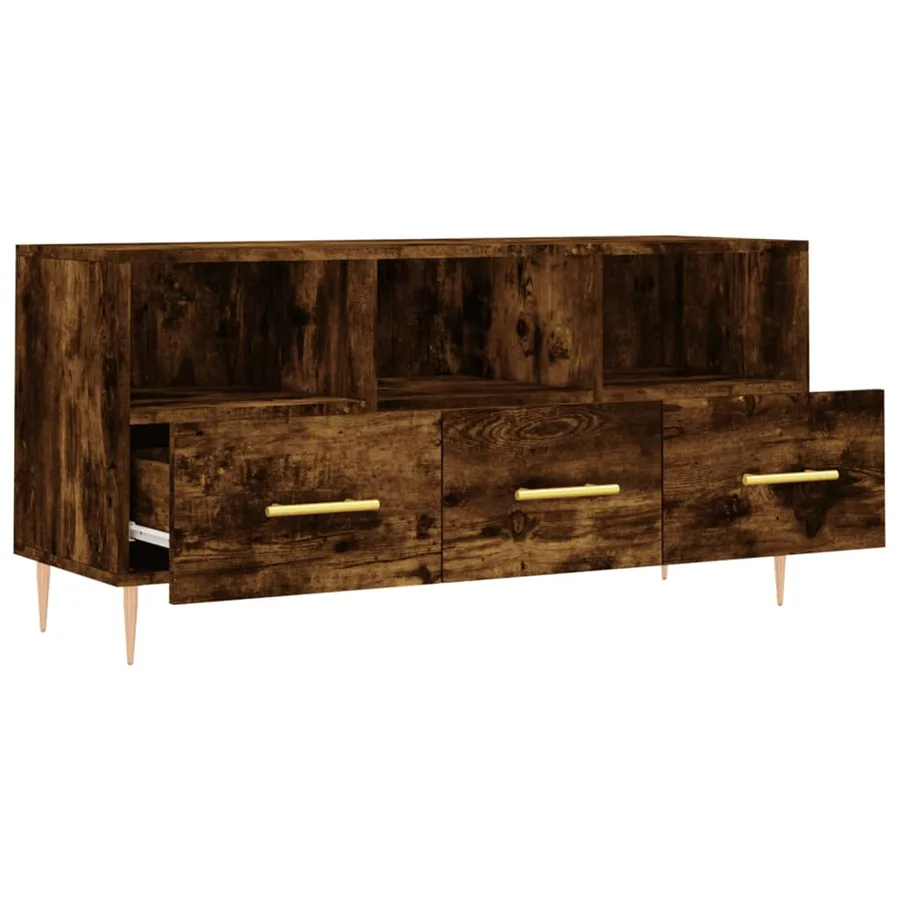 Meuble TV chêne fumé 102x36x50 cm bois d'ingénierie - 6