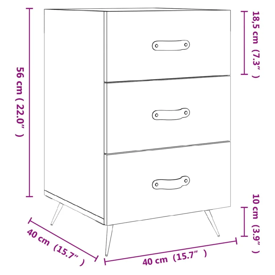 Table de chevet blanc 40x40x66 cm bois d'ingénierie - 12