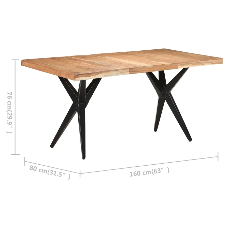 Table de salle à manger 160x80x76 cm Bois d'acacia solide - 7