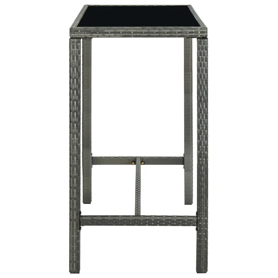Table bar de jardin Gris 130x60x110 cm Résine tressée et verre - 3