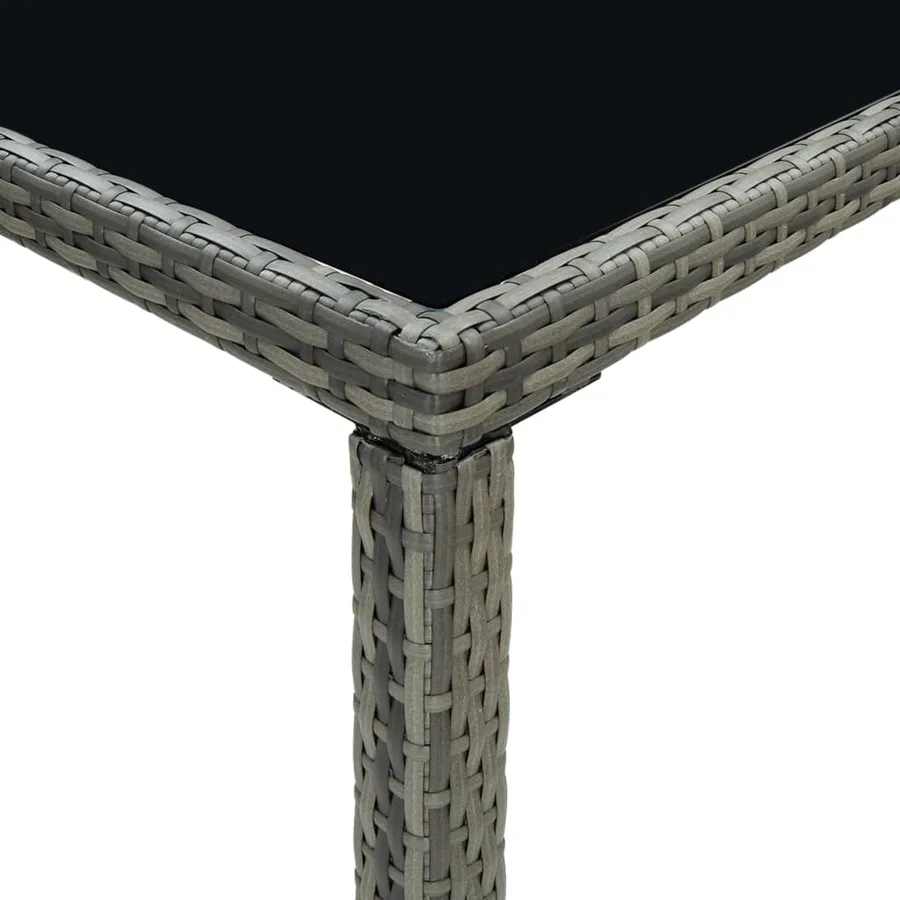 Table bar de jardin Gris 130x60x110 cm Résine tressée et verre - 5