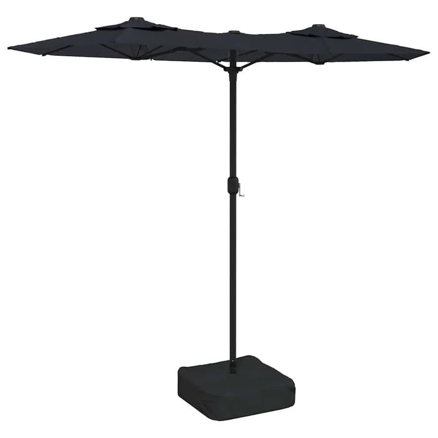 Parasol de jardin à double tête avec LED noir 316x145 cm - 2