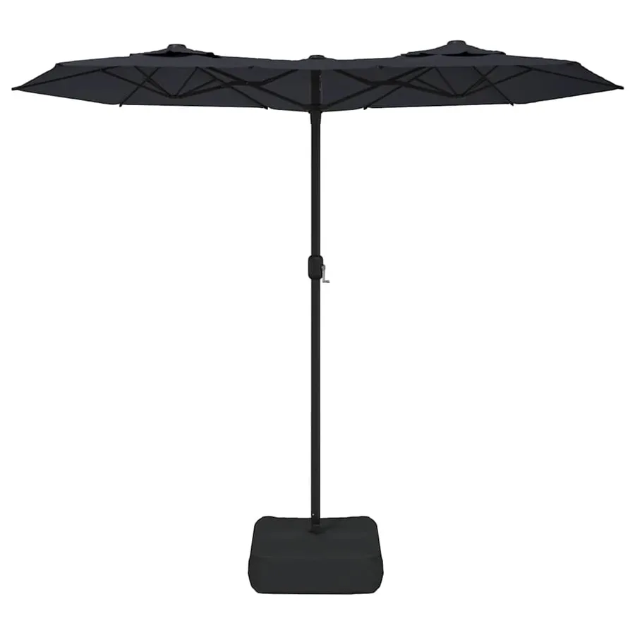 Parasol de jardin à double tête avec LED noir 316x145 cm - 4