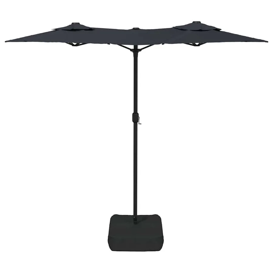 Parasol de jardin à double tête avec LED noir 316x145 cm - 5