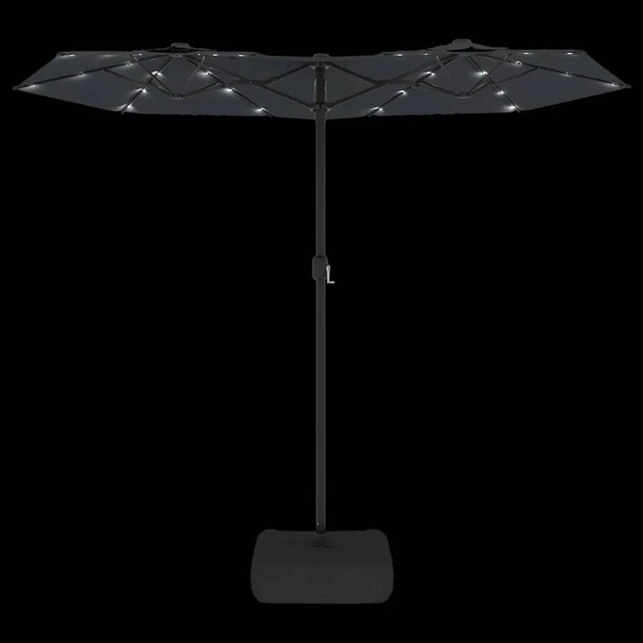 Parasol de jardin à double tête avec LED noir 316x145 cm - 6