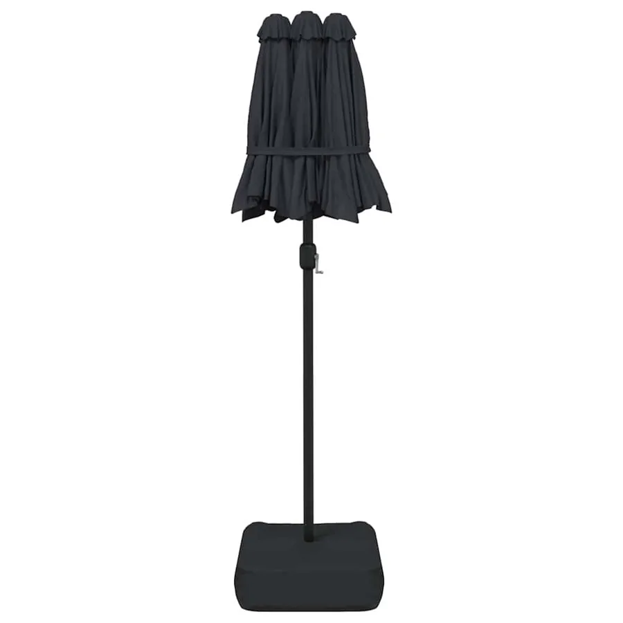 Parasol de jardin à double tête avec LED noir 316x145 cm - 7