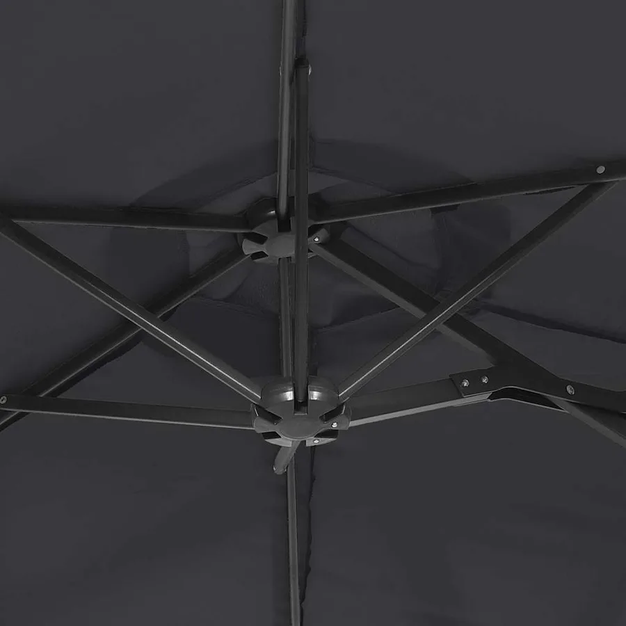 Parasol de jardin à double tête avec LED noir 316x145 cm - 8
