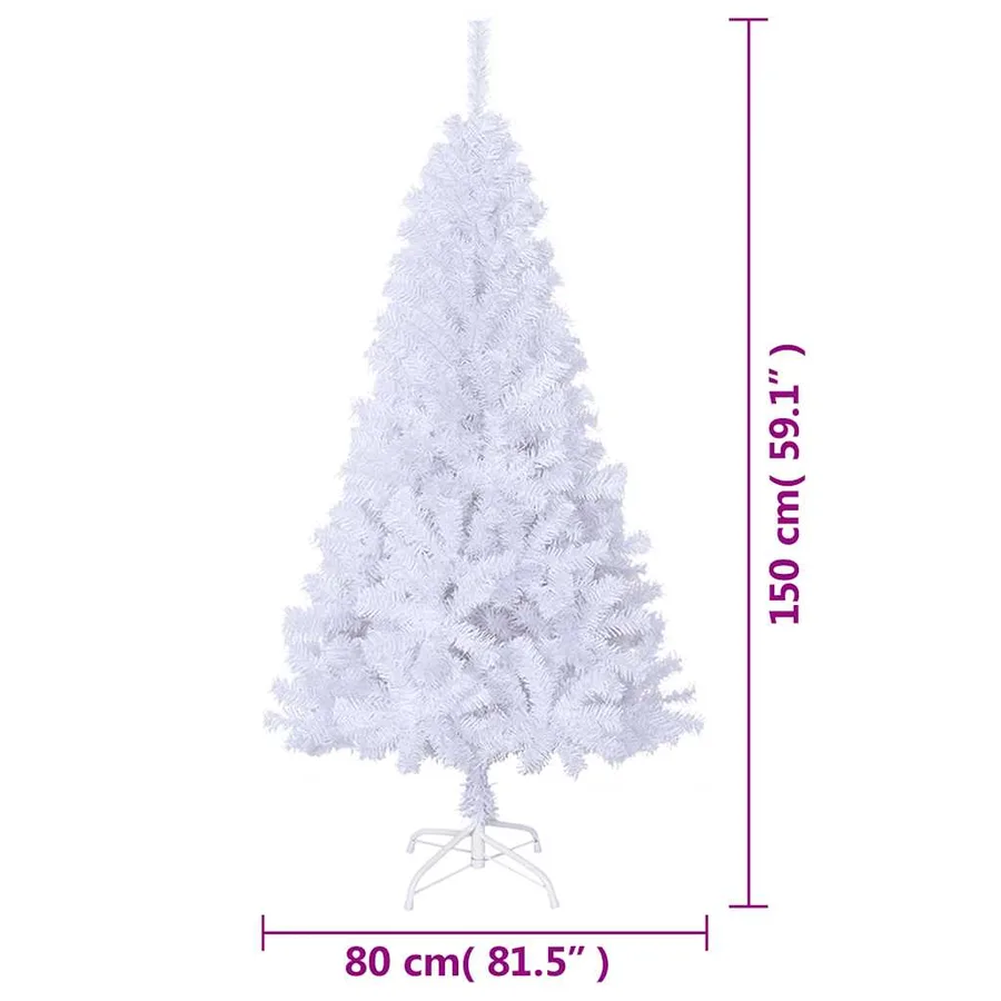Arbre de Noël artificiel avec branches épaisses blanc 150cm PVC - 7