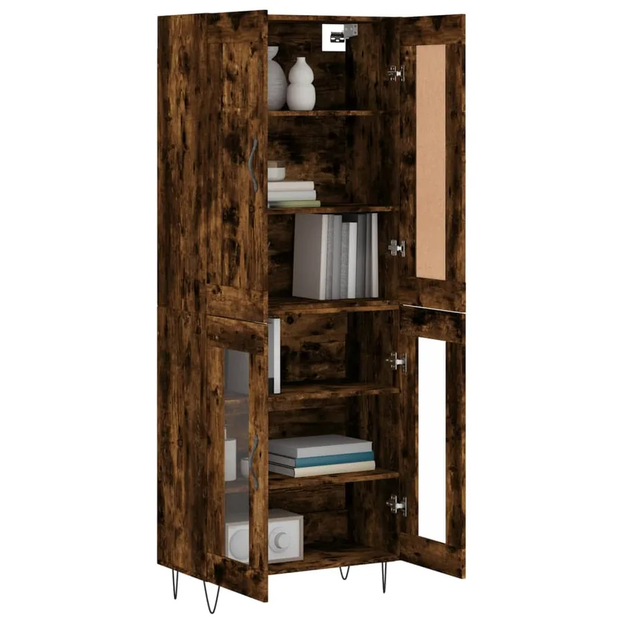 Buffet haut Chêne fumé 69,5x34x180 cm Bois d'ingénierie - 3