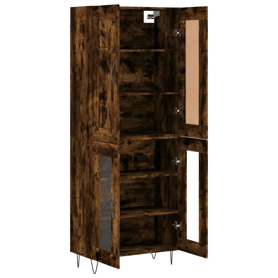 Buffet haut Chêne fumé 69,5x34x180 cm Bois d'ingénierie - 4