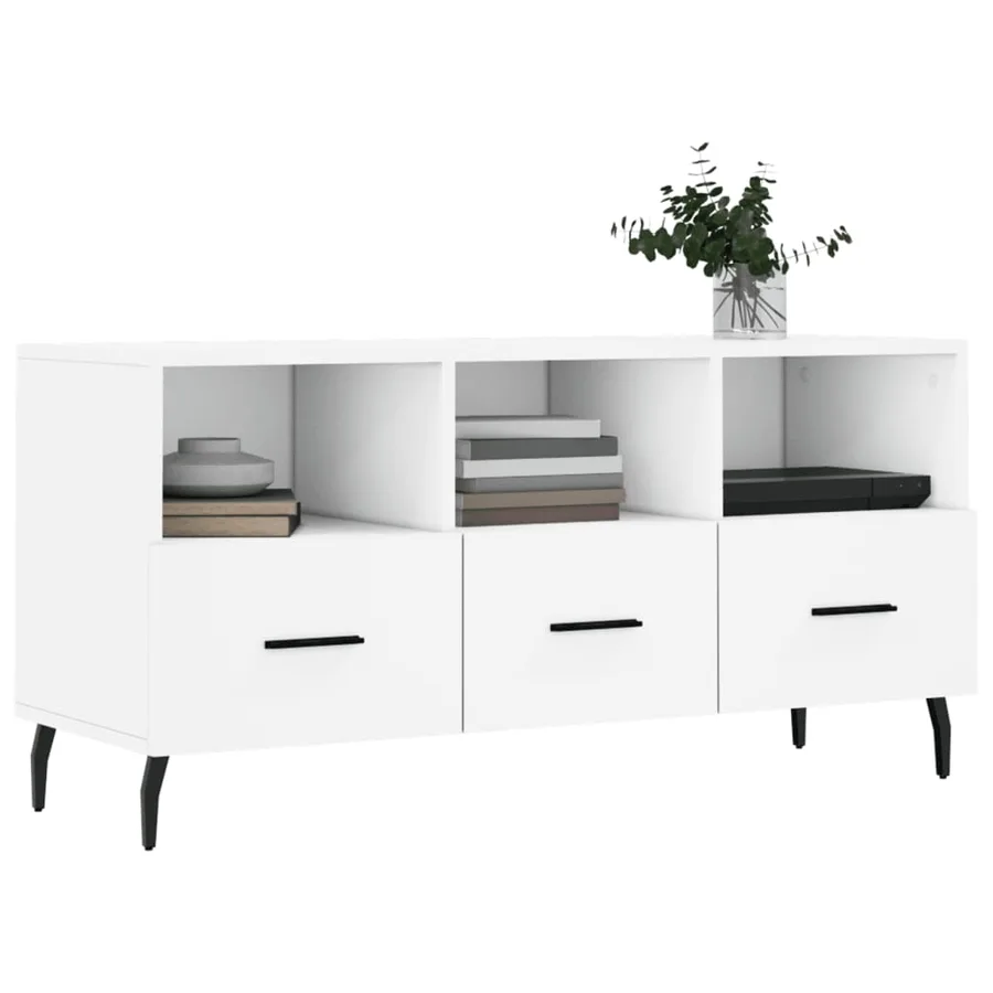 Meuble TV blanc 102x36x50 cm bois d'ingénierie - 3