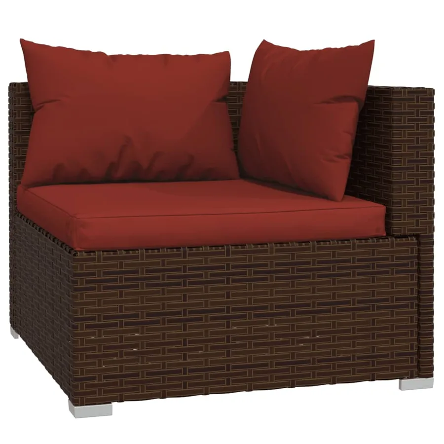 Salon de jardin 9 pcs avec coussins Résine tressée Marron - 3