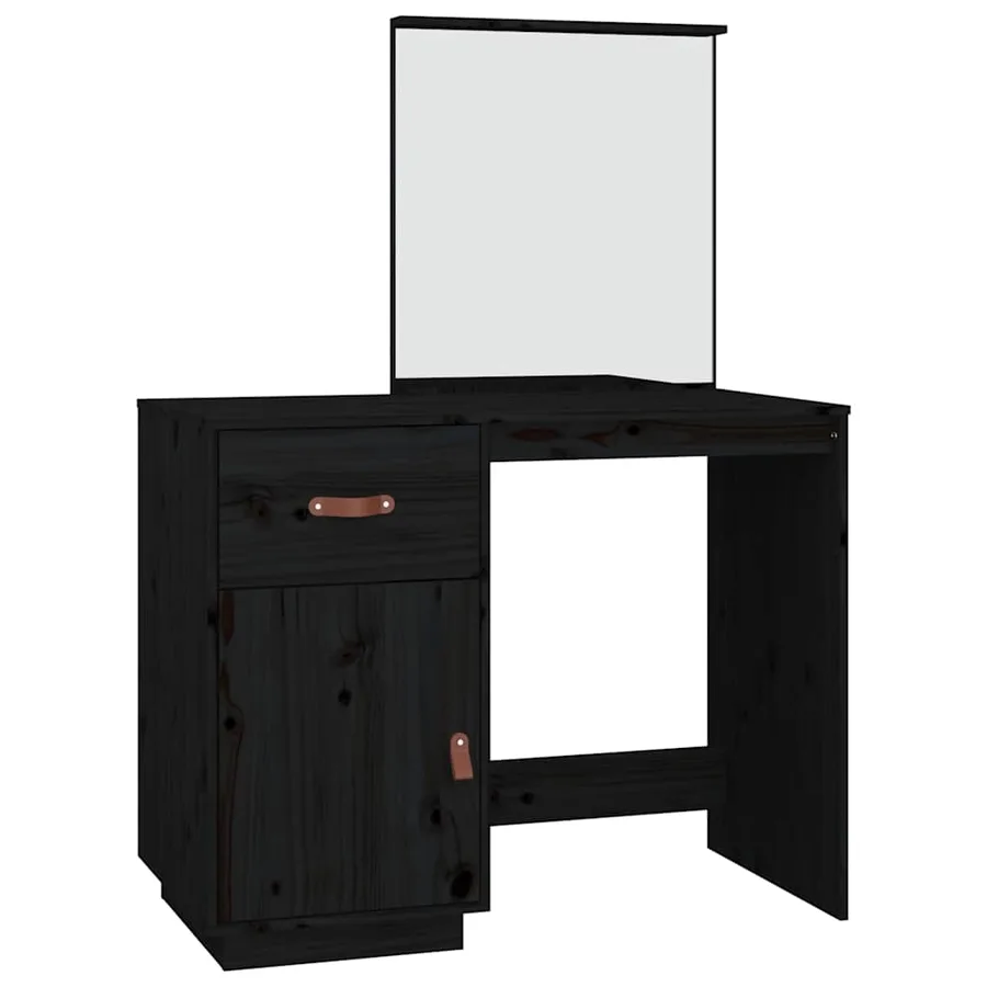 Coiffeuse Noir 95x50x134 cm Bois de pin massif - 2