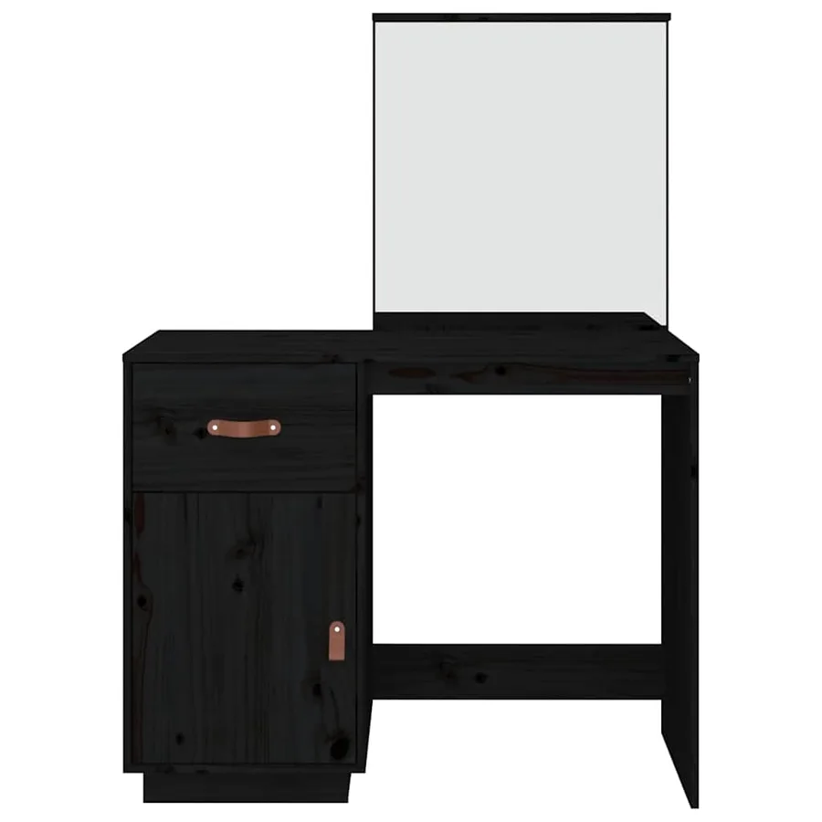 Coiffeuse Noir 95x50x134 cm Bois de pin massif - 6