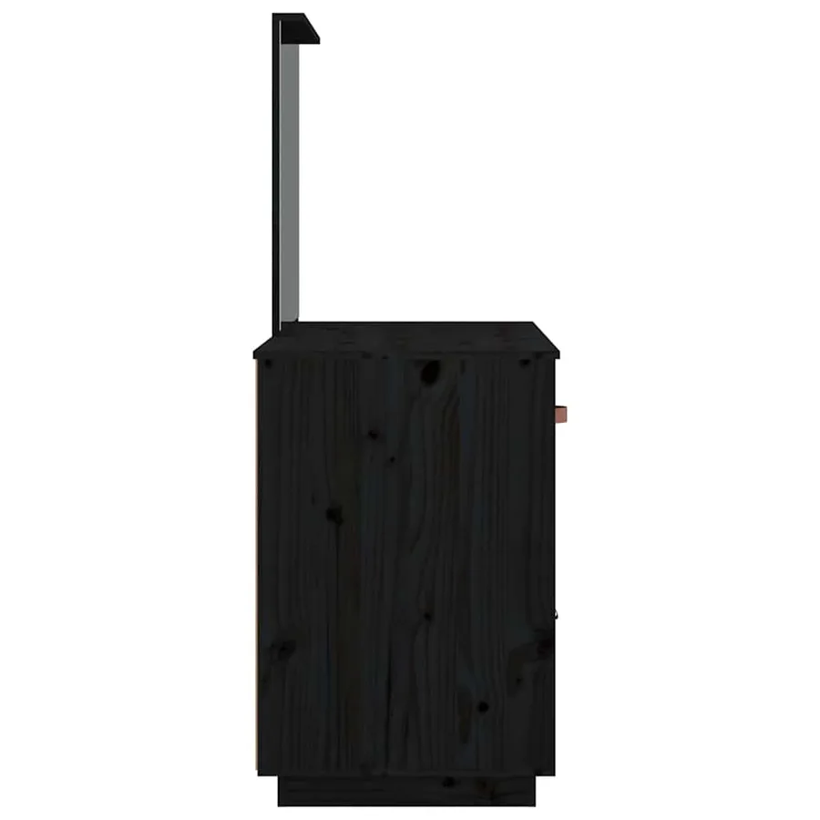 Coiffeuse Noir 95x50x134 cm Bois de pin massif - 7