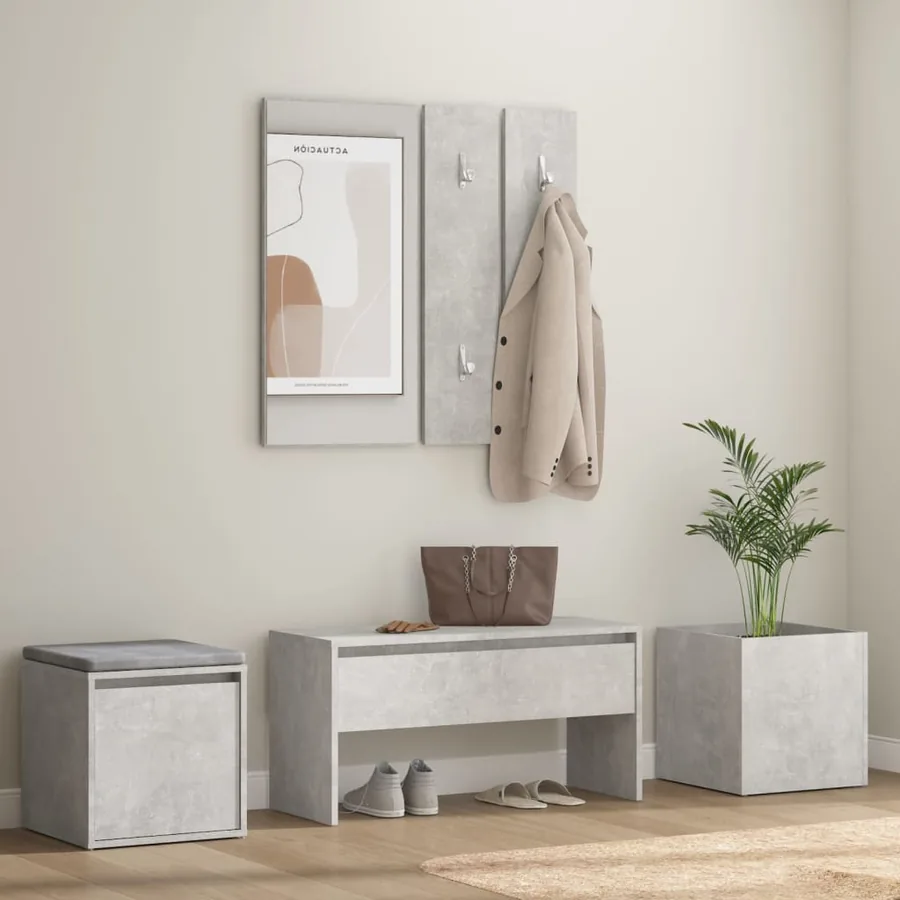 Ensemble de meubles de couloir Gris béton Bois d'ingénierie