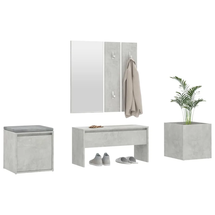 Ensemble de meubles de couloir Gris béton Bois d'ingénierie - 4