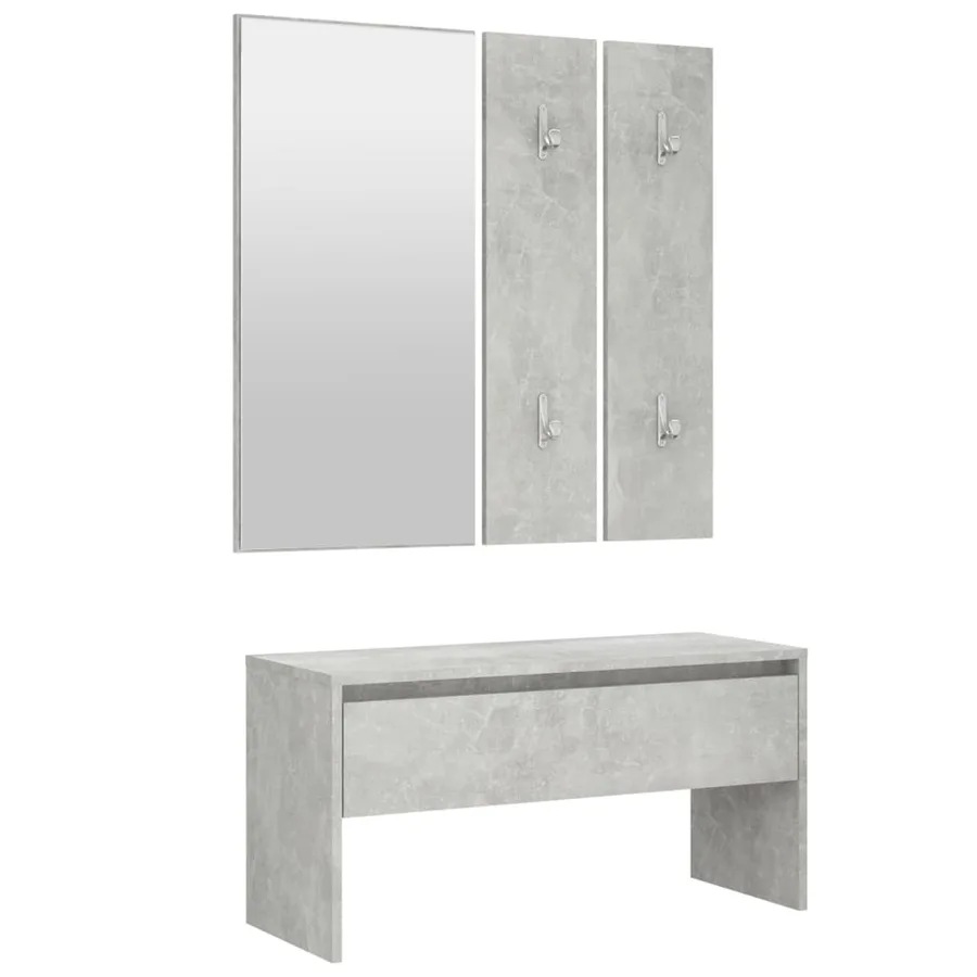 Ensemble de meubles de couloir Gris béton Bois d'ingénierie - 6