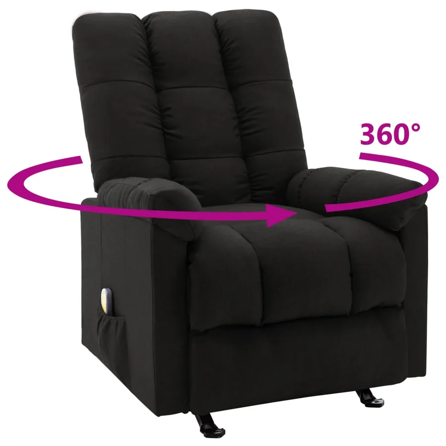 Fauteuil de massage inclinable Noir Tissu - 6