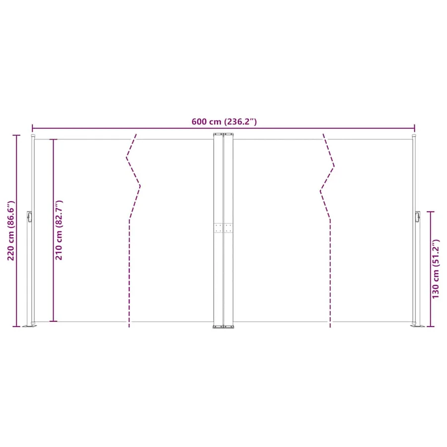 Auvent latéral rétractable Rouge 200x600 cm - 9
