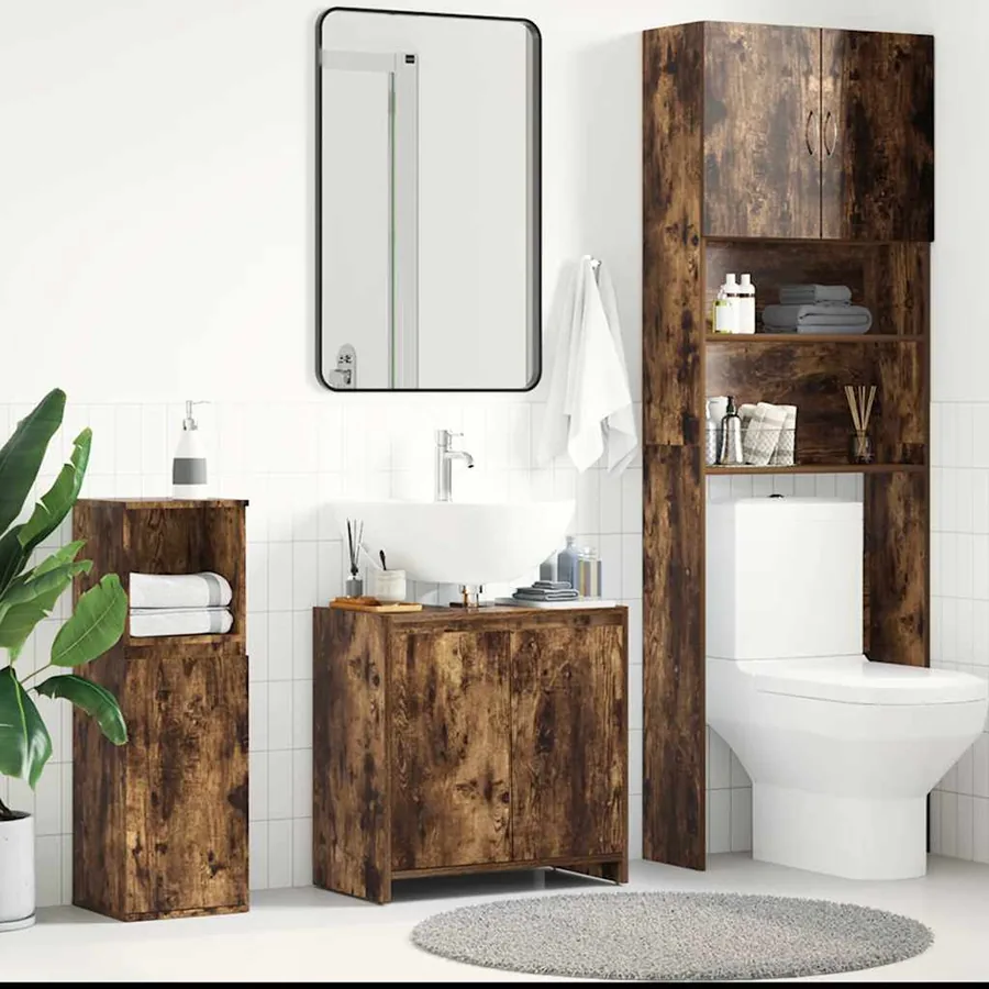 Armoire de bain Chêne fumé 60x33x61 cm Bois d'ingénierie