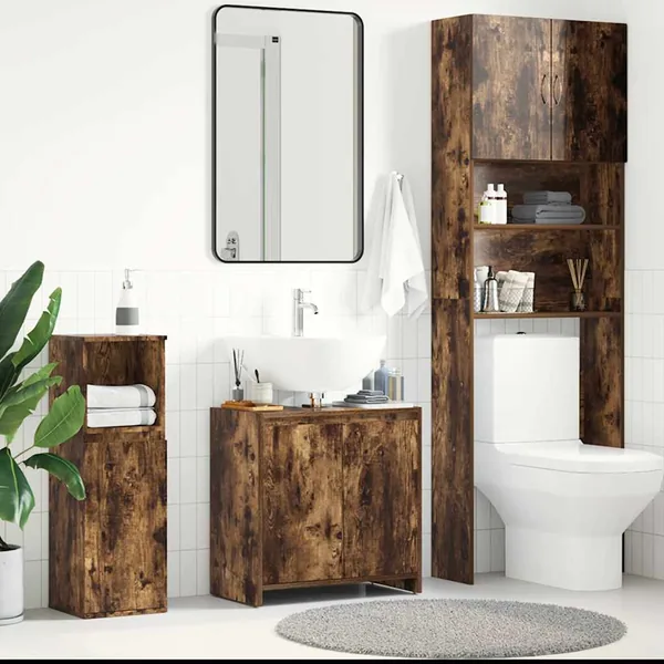 Armoire de bain Chêne fumé 60x33x61 cm Bois d'ingénierie