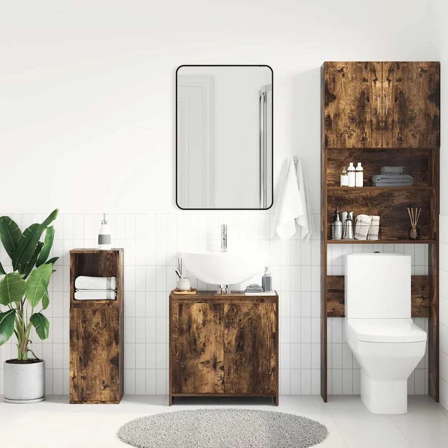 Armoire de bain Chêne fumé 60x33x61 cm Bois d'ingénierie - 3